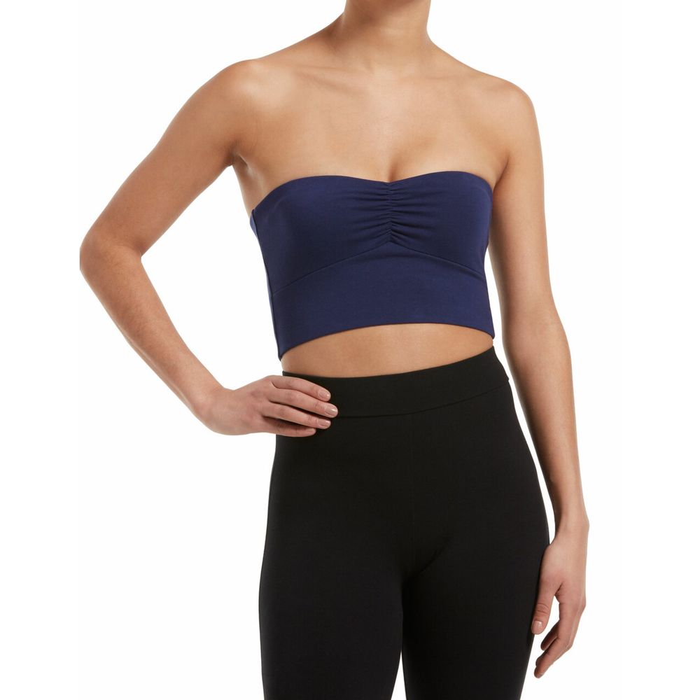 Hue Women's Ruched Blackout Cotton Midriff Bandeau Tube Halter Top